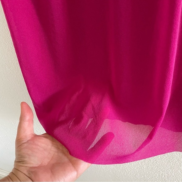 Vintage Vivienne Tam Women’s Fuchsia Pink Mesh Floral Shift Dress Size Medium - Picture 6 of 8